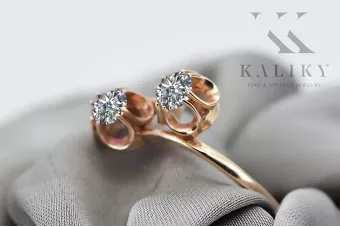 Пръстен Циркон Оригинално ретро 14k розово злато Винтидж бижута vrc266r